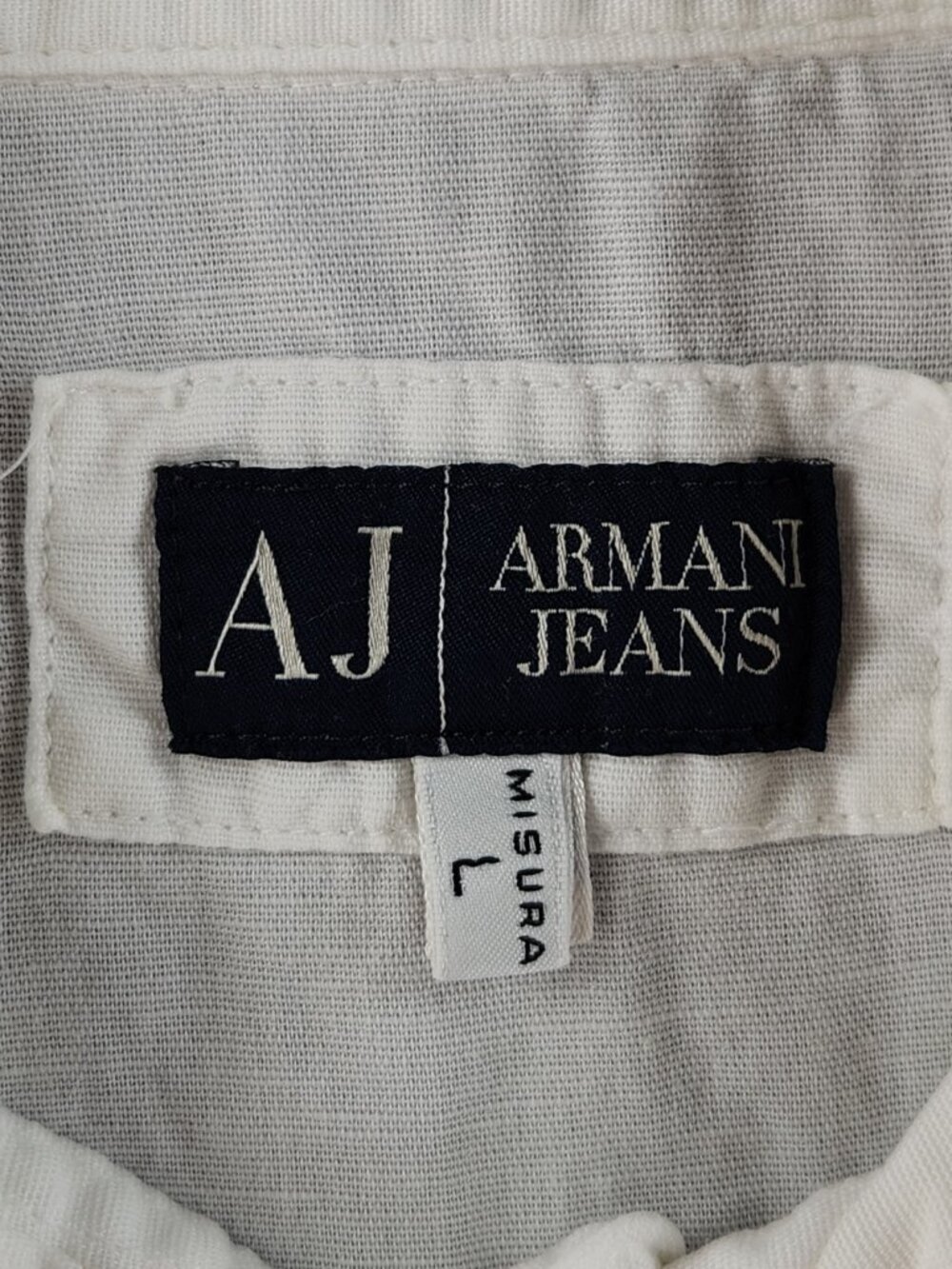 Armani Lightweight Linen Cotton Button-Down Large White Romania Solid Luxury - Picture 8 of 16